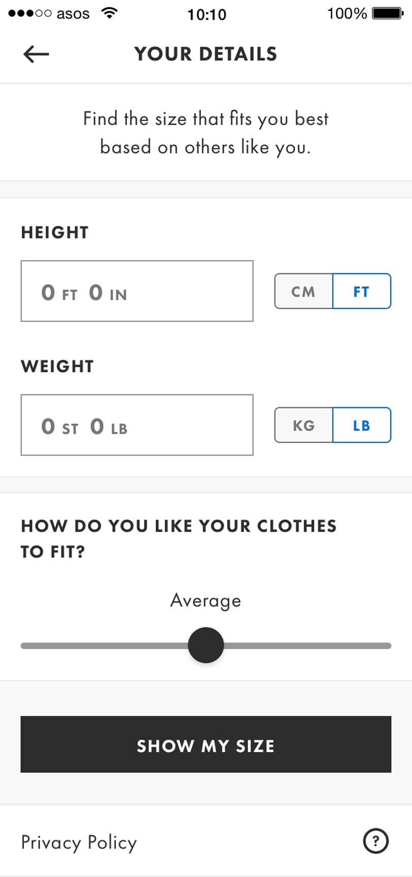 asos maternity sizing